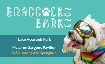 small graphic for braddoc bark 2023 at lake accotink park