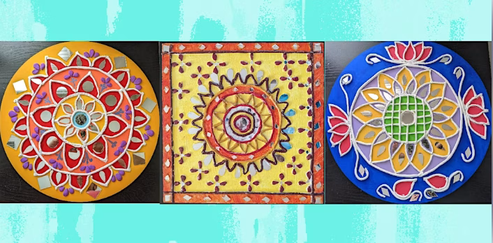 Mandala art, a traditional form of Indian art, is a circular design that represents the universe and the connection between the microcosm and the macrocosm. It is a symbol of spiritual growth and enlightenment.