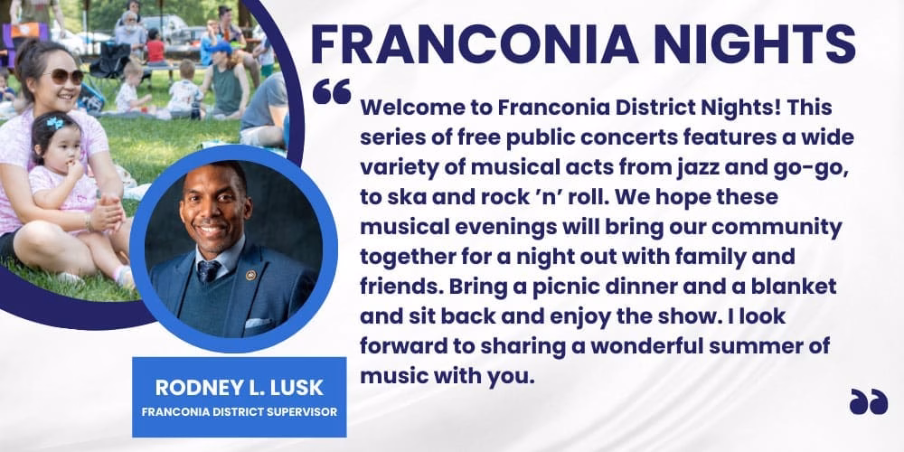 Free public concerts featuring a variety of musical acts in Franconia
