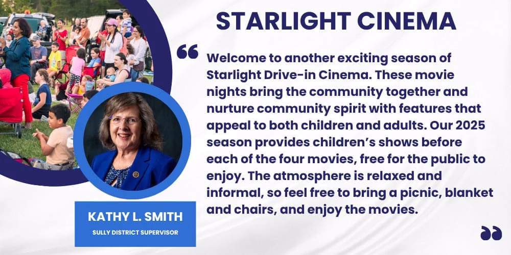 Image of a woman in a blue jacket with a quote about Starlight Cinema