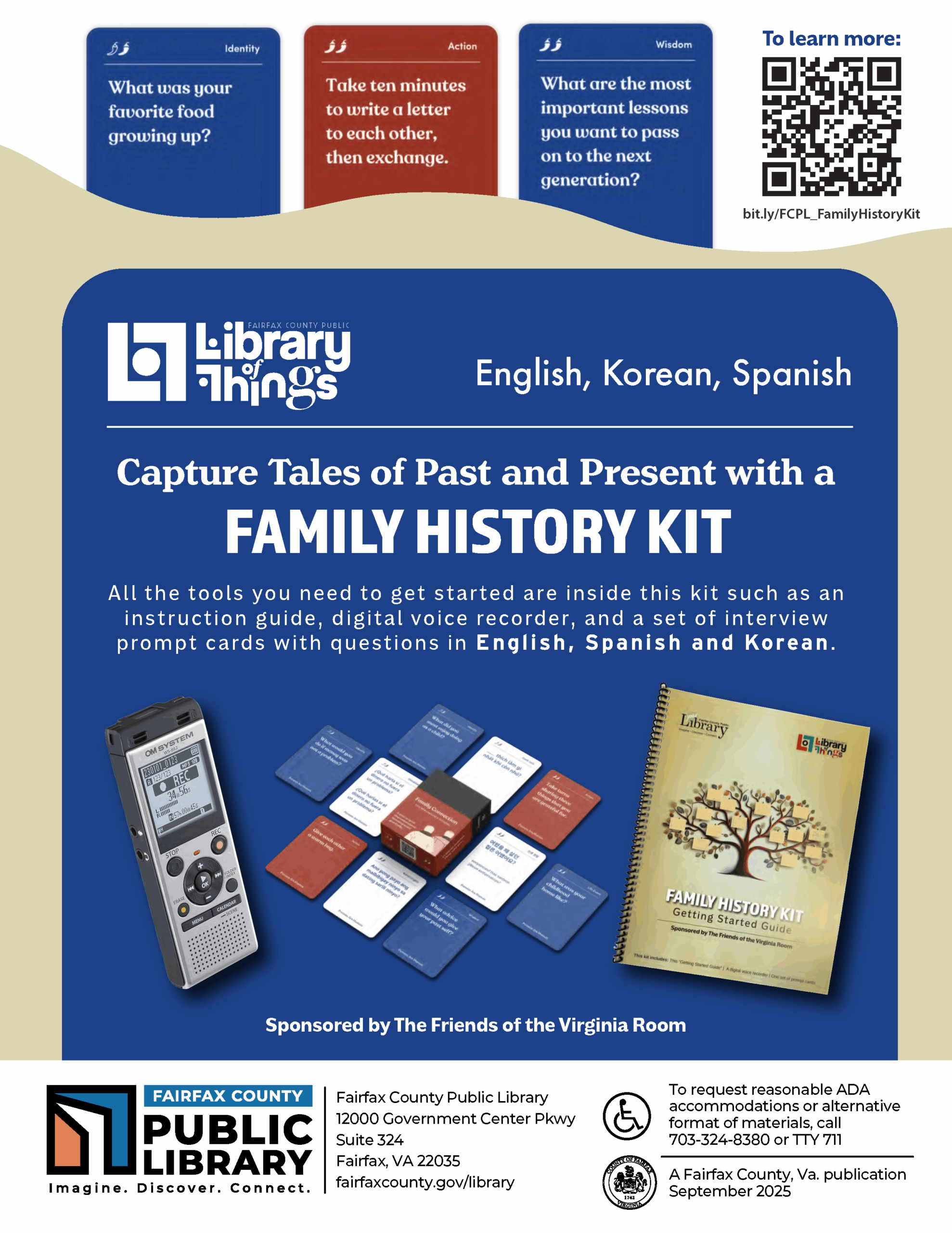 Fairfax County Public Library Family History Kit