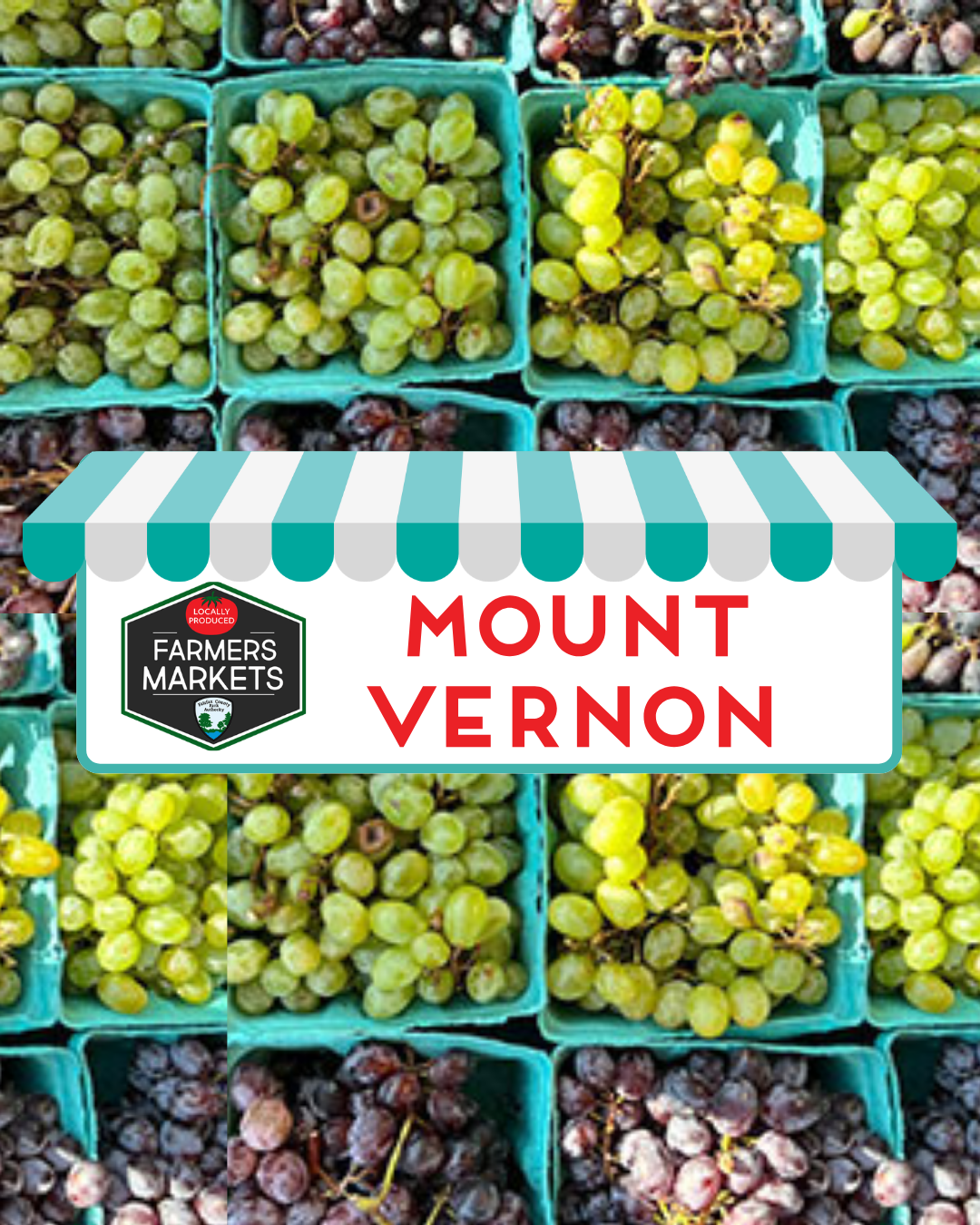 A vibrant farmers market in Mount Vernon, offering fresh produce and local goods.