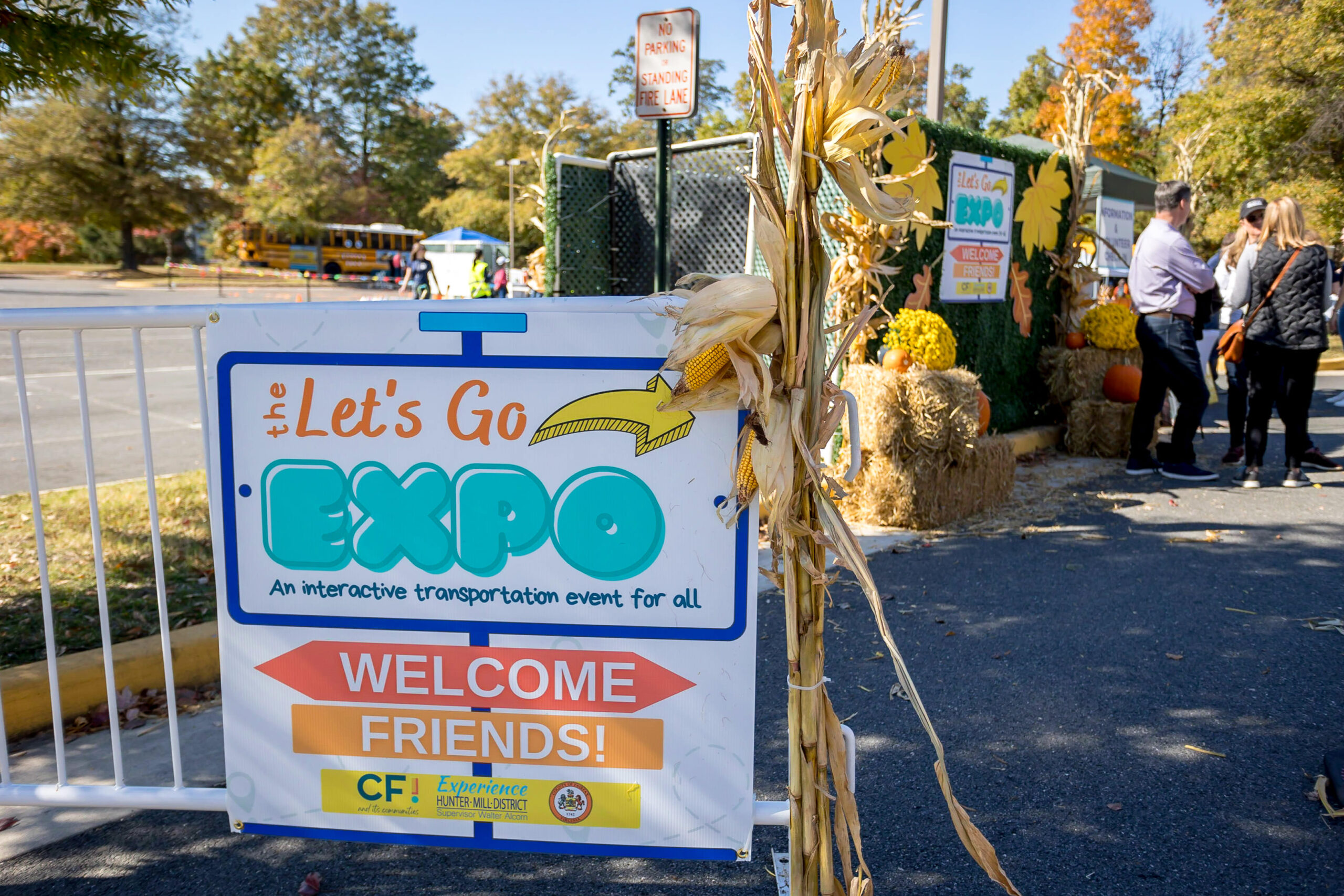 Close up of the sign at the parking entrance for the lets go expo