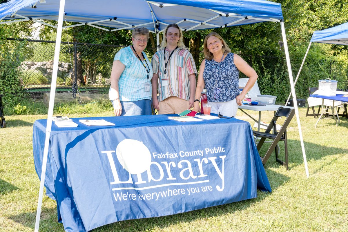 The Fairfax County Public Library booth at Celebrate Fairfax Kids event on July 12, 2023