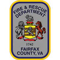 Fairfax County Fire and Rescue patch with text and county seal components